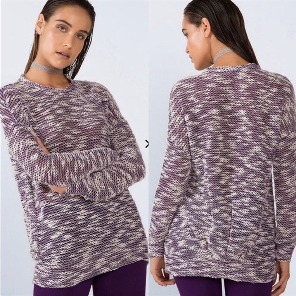Fabletics Juliette Eggplant Purple Marled Cozy Pullover Sweater